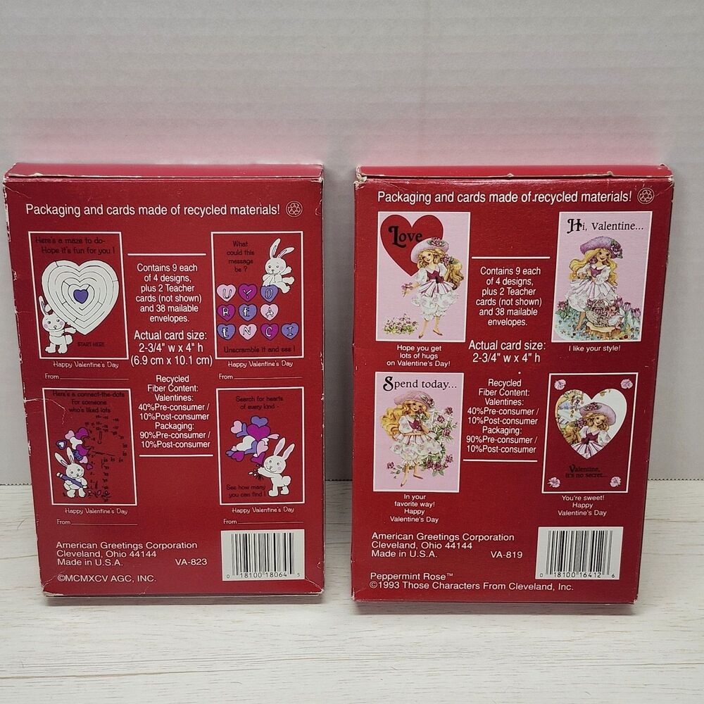 Lot of 4 Vintage Valentine's Day Cards American Greetings Peppermint Rose 1993 - Picture 10 of 14